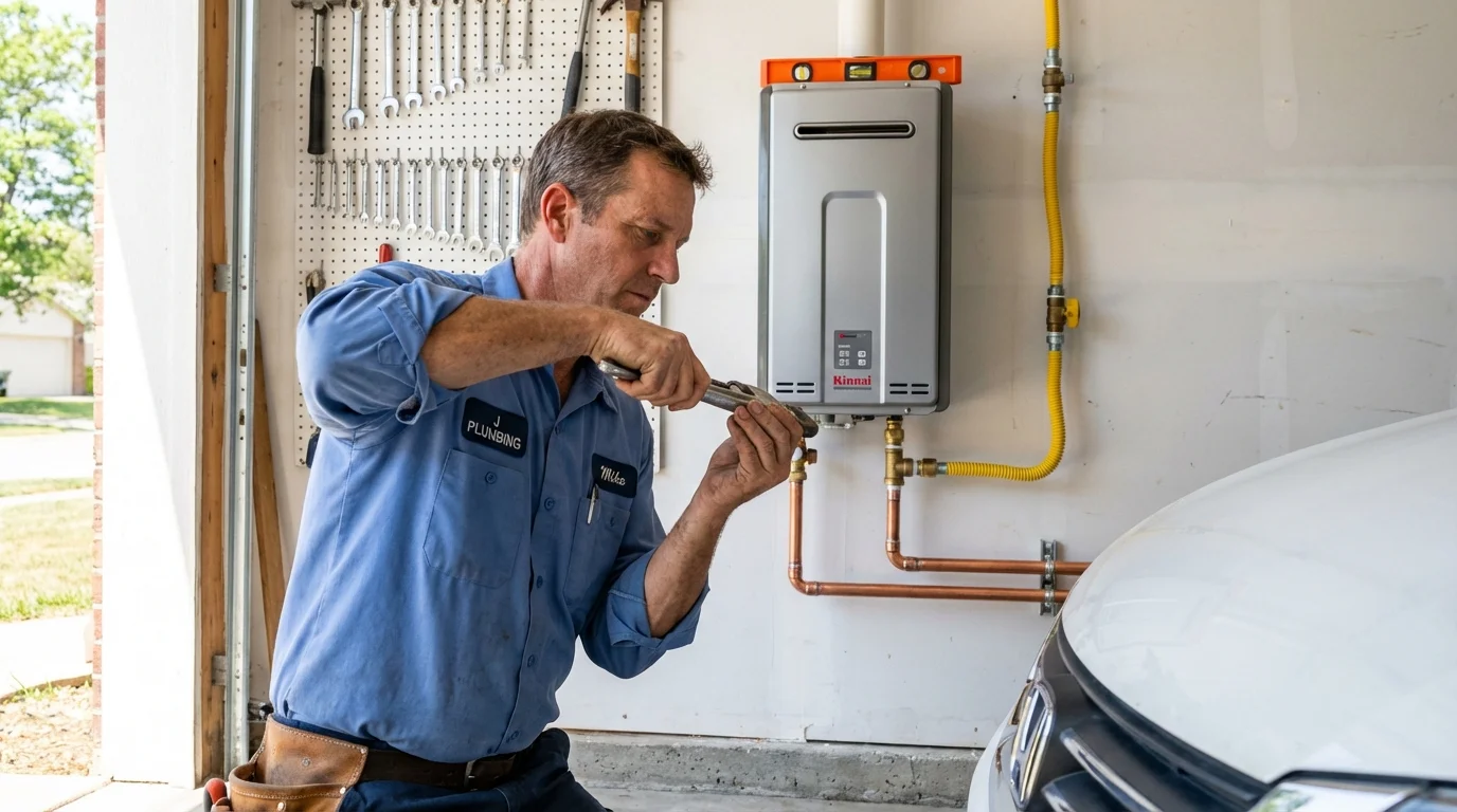 Tankless water heater installation by a Johns Plumbing LLC plumber in Brenham